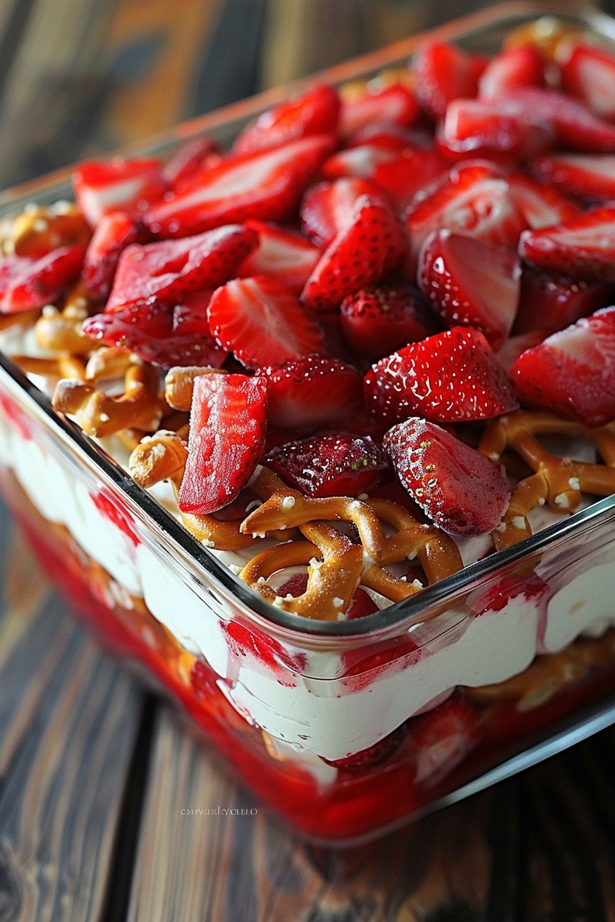 Pretzel Salad Recipe with Frozen Strawberries: A Sweet & Salty Delight