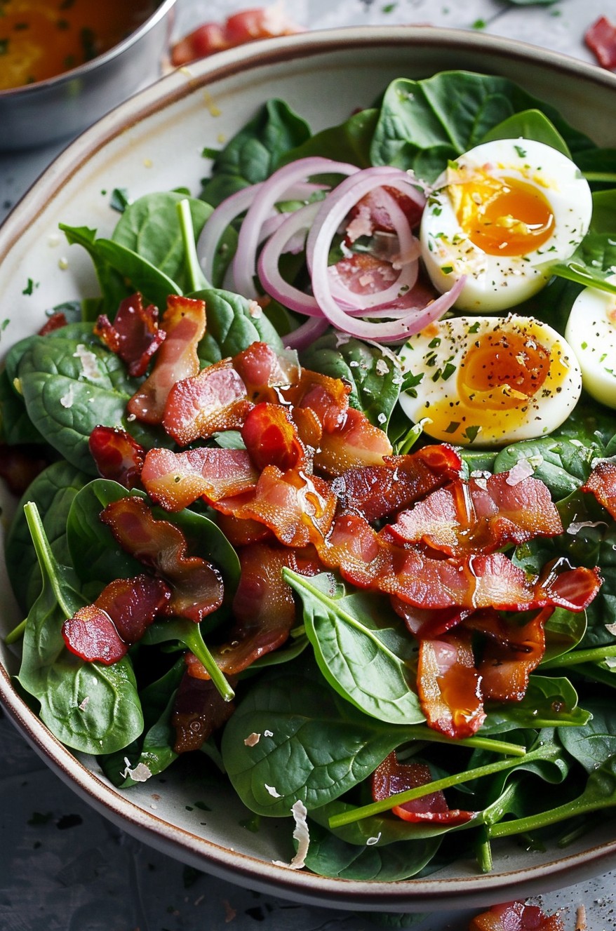 Warm Spinach Salad with Bacon Dressing: A Flavor Bomb You Can’t Resist